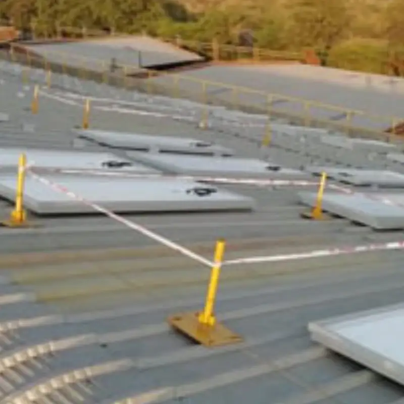 Skylight marked on the rooftop with caution tape