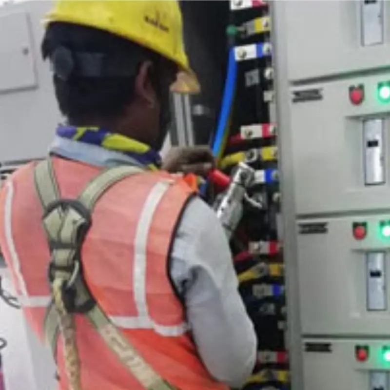 Installation team working with personal protective gears